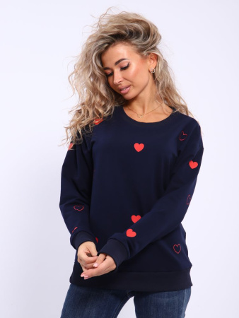 Свитшот женский, модель 173, трикотаж (Романтика, темно-синий)