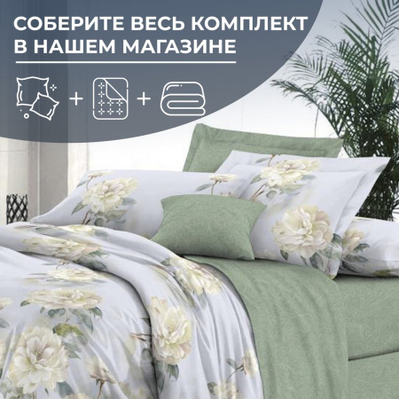 Простыня на резинке 200*200 см, сатин "Престиж", борт 25 см (Нежный цветок (компаньон))