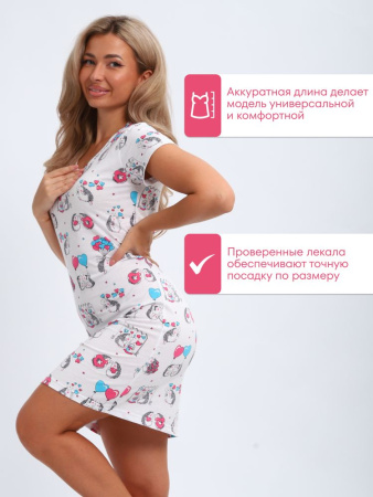 Сорочка ночная женская,мод. 450,трикотаж (Милые ежи)