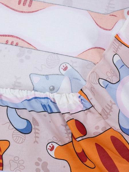 Простыня на резинке 090*190 см, бязь "Комфорт", детская расцветка (Кот батон)