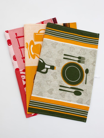 Комплект полотенец 48*60 см, 3 шт., рогожка (Готовим дома)