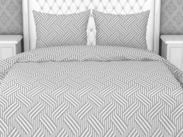Пододеяльник 1,5-спальный, с вырезом "ромб", бязь "Комфорт" (Бесконечность, серый)