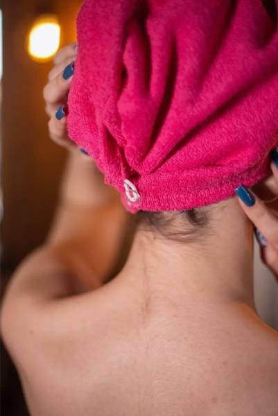 Чалма женская, 100% хлопок (Малиновый)