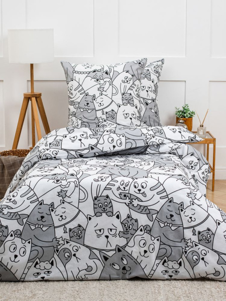 Пододеяльник 1,5-спальный, с вырезом "ромб", бязь "Комфорт" (Котовасия)