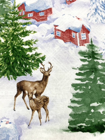 Простыня на резинке 160*200 см, бязь ГОСТ, борт 25 см (Зимняя сказка)