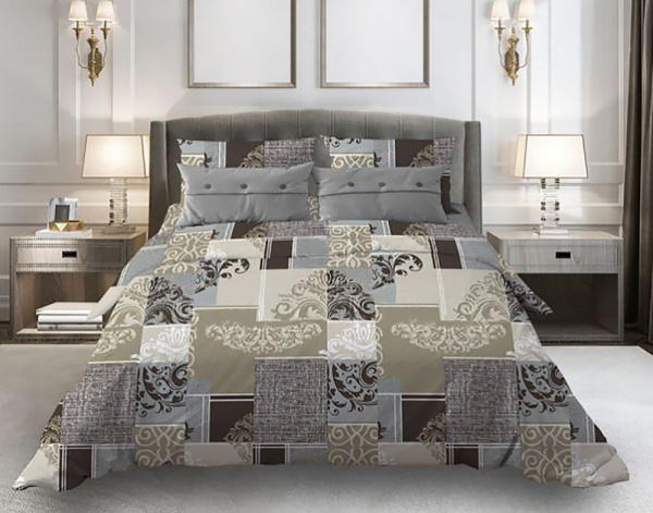 Наволочка 70*70 см, бязь "Комфорт" (Вензель, шоколад)