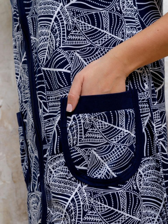 Халат женский, модель 124,трикотаж  (Листья)