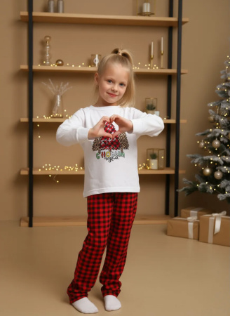 Пижама детская, модель 324, трикотаж (Нарядные ёлочки)