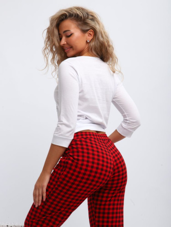 Пижама женская, модель 162, трикотаж (Нарядные ёлочки)