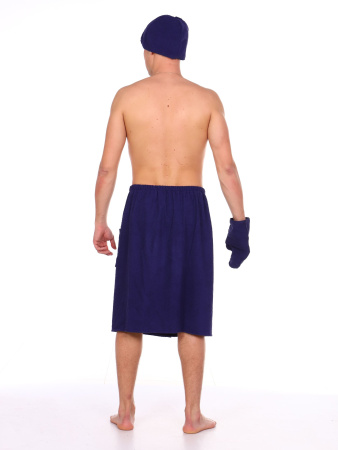 Комплект для сауны мужской,100% хлопок (Темно-синий                )