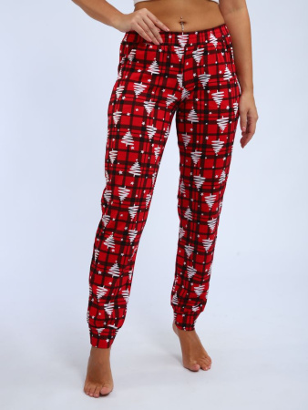 Брюки женские, модель 162, трикотаж (Елочка, красный)