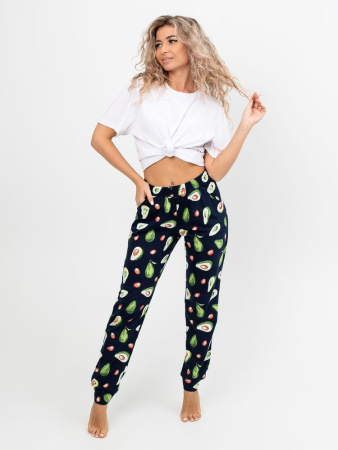Брюки пижамные женские, модель 162, трикотаж (Авокадо, синий)