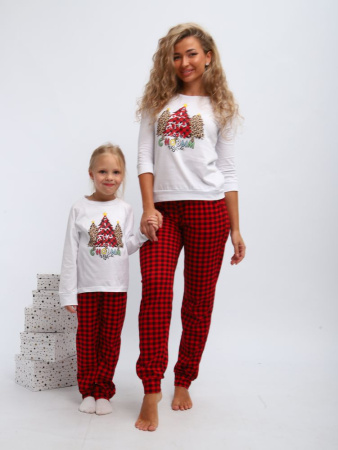 Пижама детская, модель 324, трикотаж (Нарядные ёлочки)