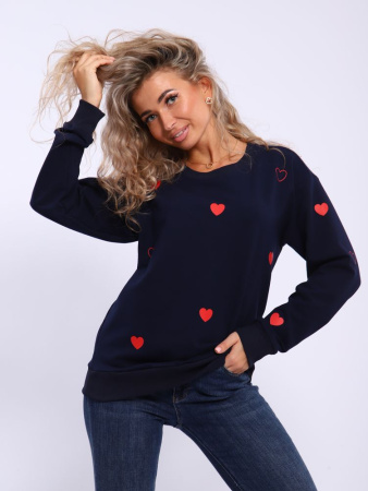 Свитшот женский, модель 173, трикотаж (Романтика, темно-синий)