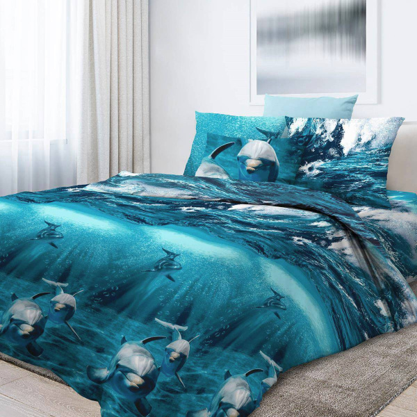 Пододеяльник 1,5-спальный, бязь ГОСТ (220) (Дельфин 3 D)