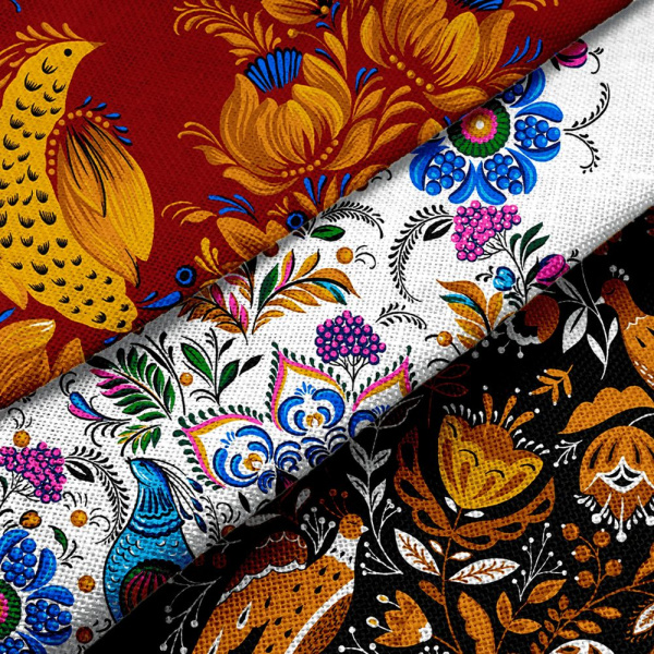 Комплект полотенец 48*60 см, 3 шт., рогожка (Народные мотивы)