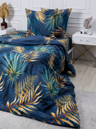 Простыня на резинке 160*200 см, перкаль, борт 25 см (Мира, синий)