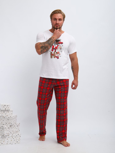 Пижама мужская, модель 218, трикотаж (Новый год)