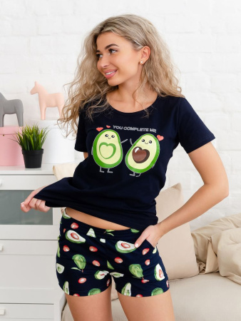 Пижама женская, модель 146, трикотаж (Авокадо, синий)