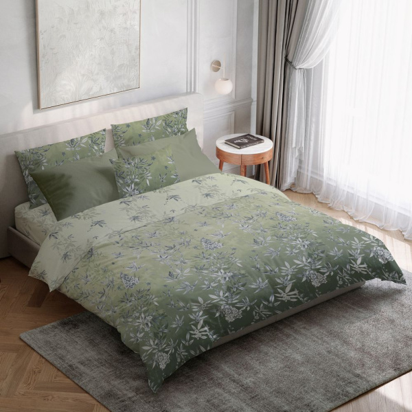 Пододеяльник 2-спальный, перкаль (Кассиопея, зеленый)