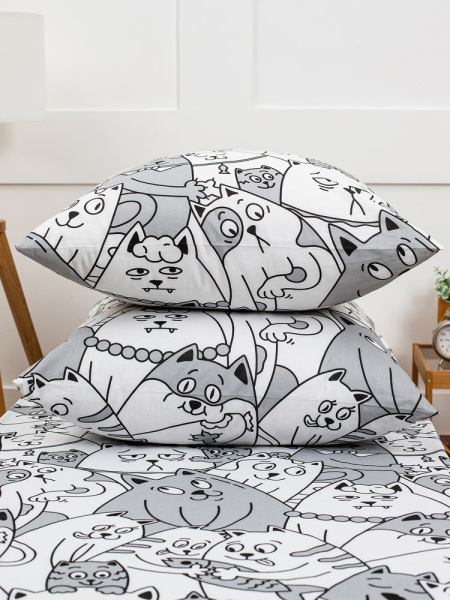 Пододеяльник 1,5-спальный, с вырезом "ромб", бязь "Комфорт" (Котовасия)