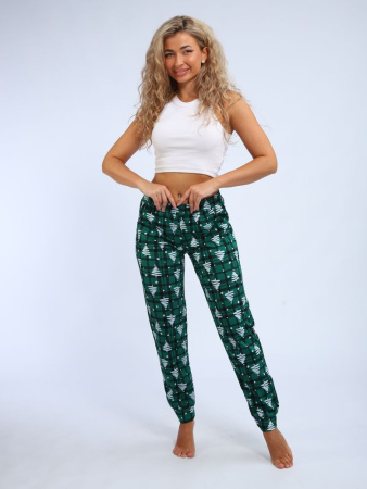 Брюки женские, модель 162, трикотаж (Елочка, зеленый)