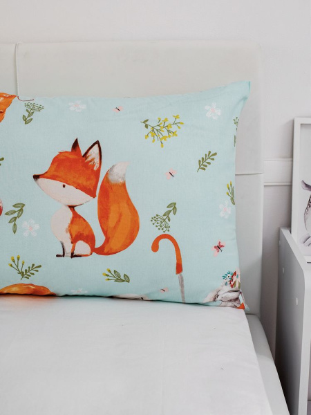 Наволочка 50*70 см, перкаль, детская расцветка (Лисята)