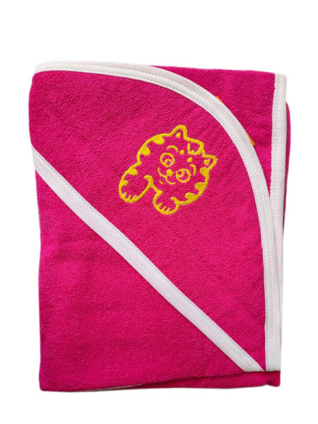 Махровое полотенце детское "Уголок" 95*95 с вышивкой (Малиновый)