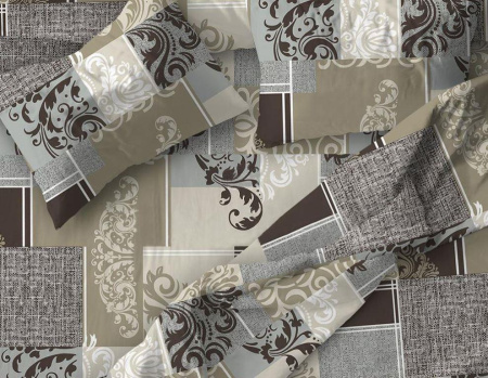 Простыня 1,5-спальная, бязь "Комфорт" (Вензель, шоколад)