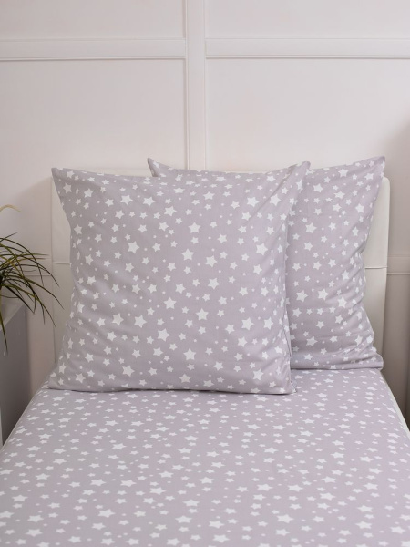 Простыня на резинке 080*160 см, перкаль, детская расцветка (Звёзды)