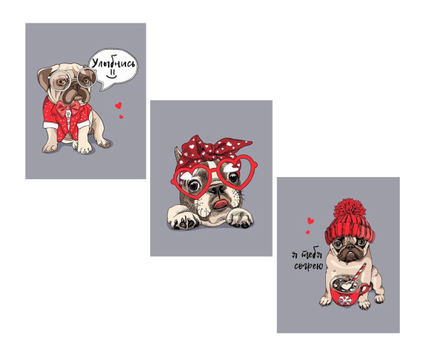 Комплект полотенец 48*60 см, 3 шт., рогожка (Пёсели)