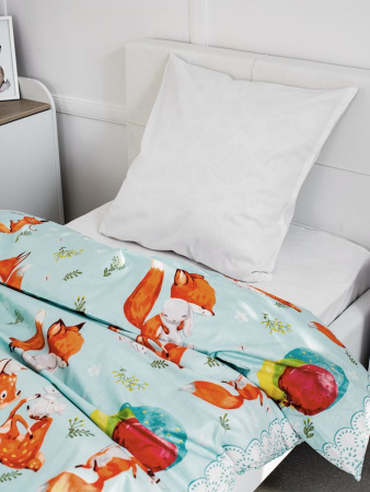 Пододеяльник 1,5-спальный, перкаль, детская расцветка (Лисята)