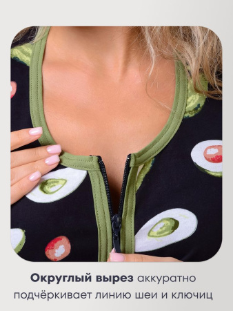 Халат женский, модель 124,трикотаж  (Авокадо, синий)