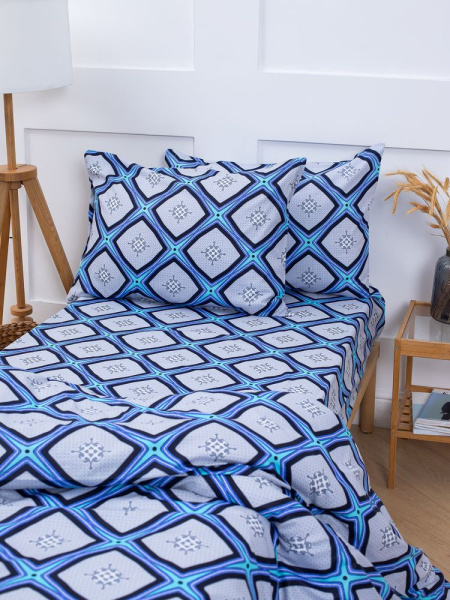 Наволочка 40*60 см, бязь "Комфорт" (Панно, бирюзовый)