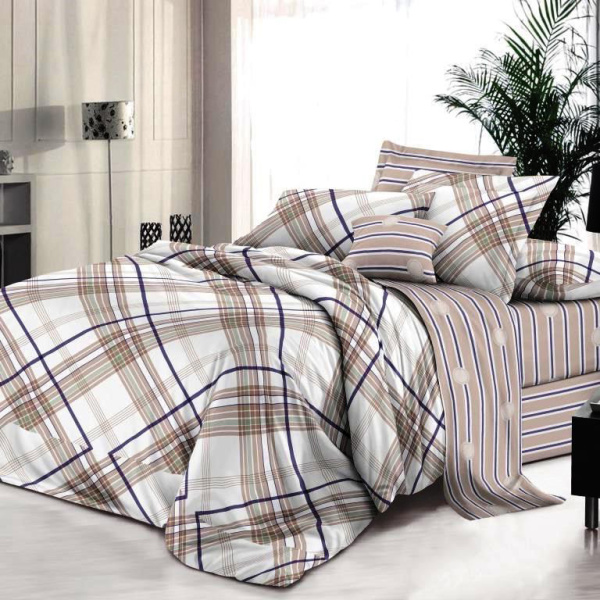 Комплект постельного белья Евростандарт, на молнии, поплин (Мэн)