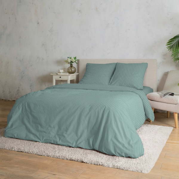 Комплект постельного белья 1,5-спальный, перкаль (Лунная соната, шалфей)