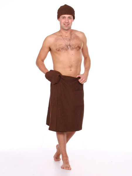 Комплект для сауны мужской,100% хлопок (Шоколад)