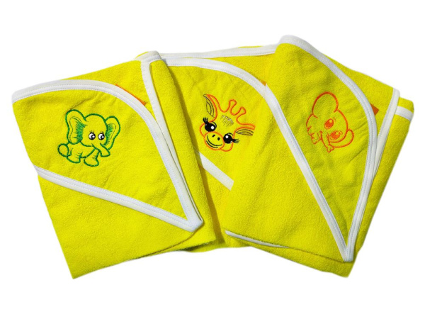 Махровое полотенце детское "Уголок" 95*95 с вышивкой (Желтый)