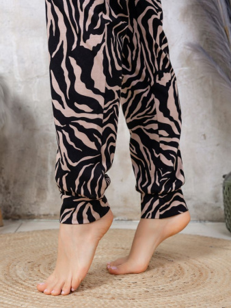 Брюки пижамные женские, модель 162, трикотаж (Зебра)