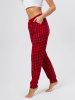 Брюки пижамные женские, модель 162, трикотаж (Красно-черная клетка)