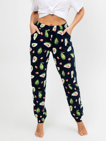 Брюки пижамные женские, модель 162, трикотаж (Авокадо, синий)