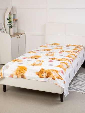 Комплект постельного белья 1,5-спальный, перкаль, детская расцветка (Рыжие котята)