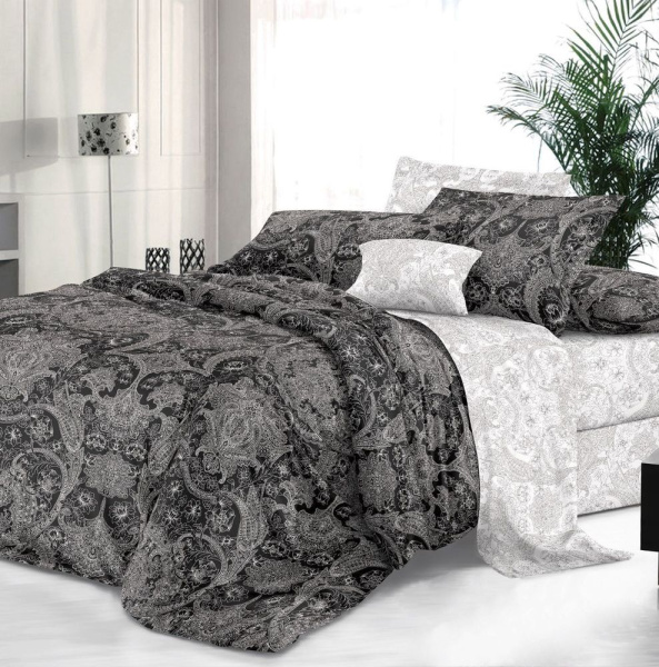 Наволочка 70*70 см, сатин "Престиж", на молнии (Нуар (компаньон))