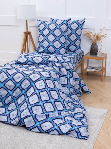 Комплект постельного белья 1,5-спальный, бязь "Комфорт" (Панно, бирюзовый)